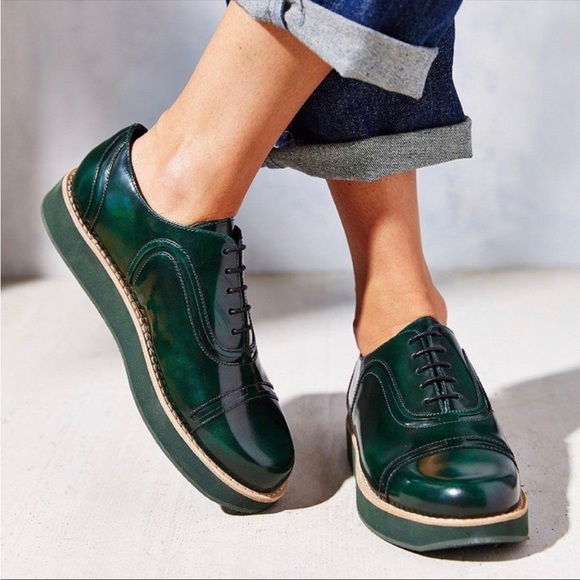 Camper Shoes - Camper | Green Patent Nepomuk Lace-Up Platform Oxford Shoes